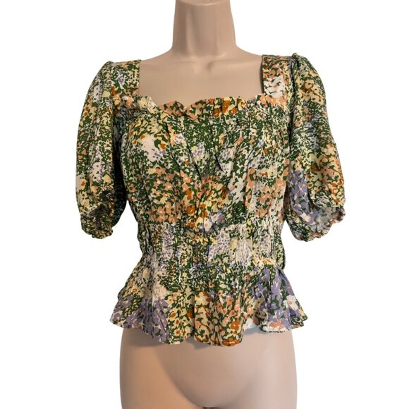 Cynthia Rowley Size Small Crop Top Balloon Puff Short Sleeve NWT - Picture 8 of 8